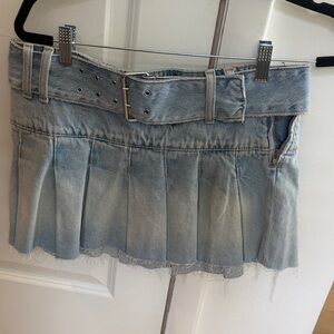 Zara Light Blue Denim Mini Skirt with Belt